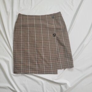 Ann Taylor Factory Plaid Faux Wrap Skirt